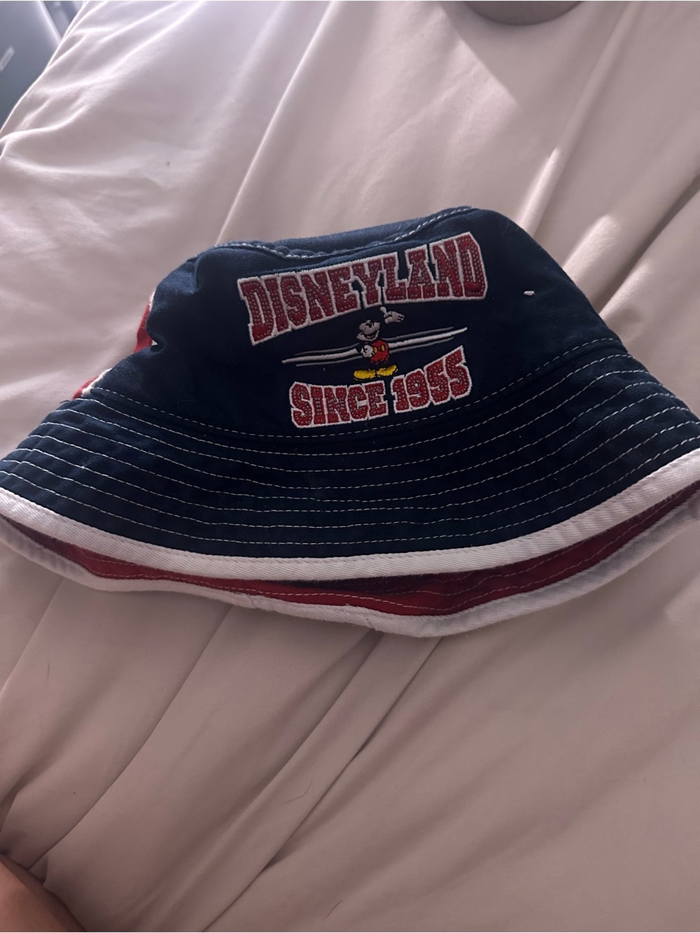 Disneyland Kids Navy, Red and White Bucket Hat with Mickey 'Since 1955'